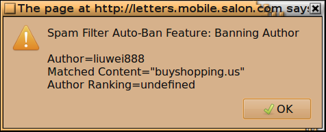 Spammer being Auto-banned